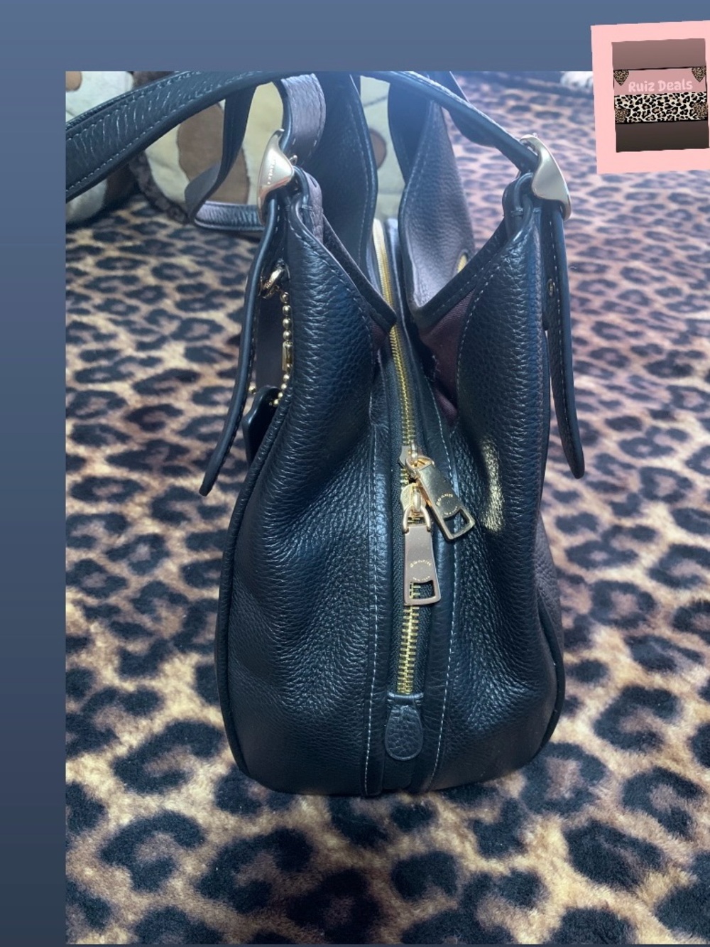 Coach Black Pebbled Leather Hobo Shoulder Bag with Gold Hardware - Picture 3 of 5